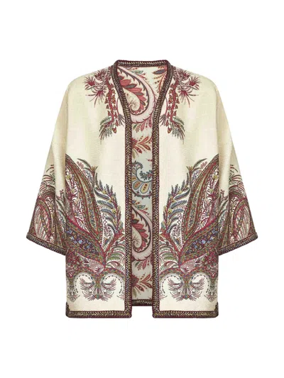 Etro Woman Jacket Pastel Yellow Size Onesize Polyester In White