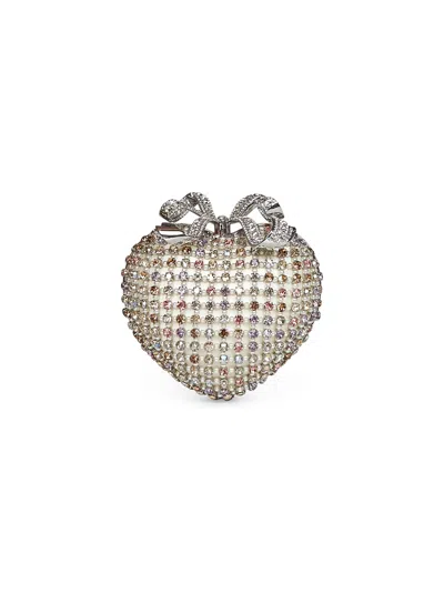 Self-portrait Multicolor Multi-crystal Heart Clutch Bag In Multi