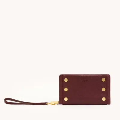 Hammitt Bryant Wallet Cherrywood Pebble Brushed Gold In Red