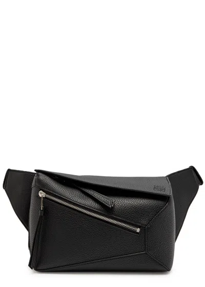 Loewe Men Puzzle Edge Small Leather Bumbag In Black