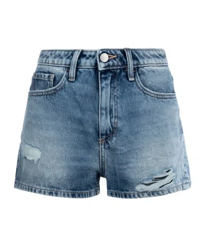 Icon Denim Distressed Shorts In Blue