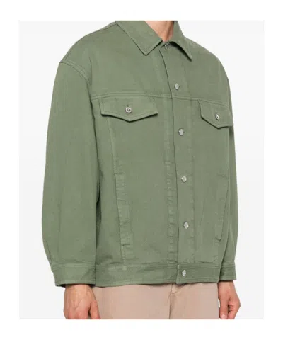 Apc Button-fastening Flap-pocket Jacket In Green