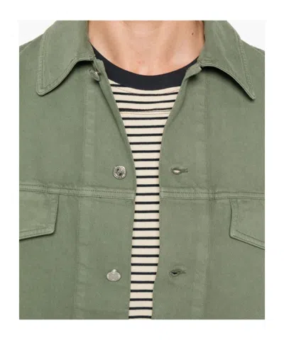 Apc Button-fastening Flap-pocket Jacket In Green