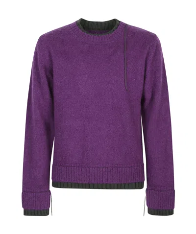 Sacai Wool Knit Pullover In Purple
