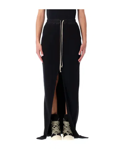 Rick Owens Drkshdw Drawstring Waist Skirt With Slit And Pockets In Black