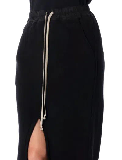 Rick Owens Drkshdw Drawstring Waist Skirt With Slit And Pockets In Black