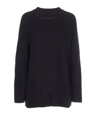 Liu •jo Oversized Round Neck Sweater With Cut Out In Black