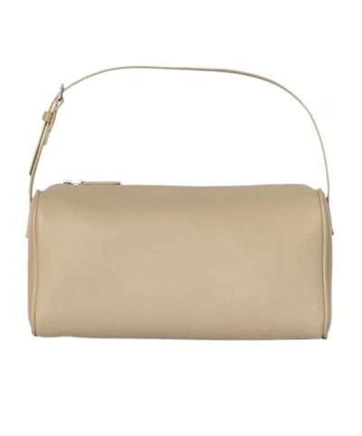 The Row 90s Top-handle Bag In Silk Leather In Sand