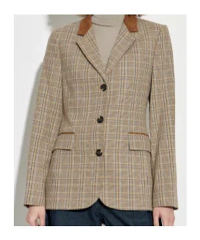 Rag & Bone Evia Houndstooth Plaid Blazer In Brown