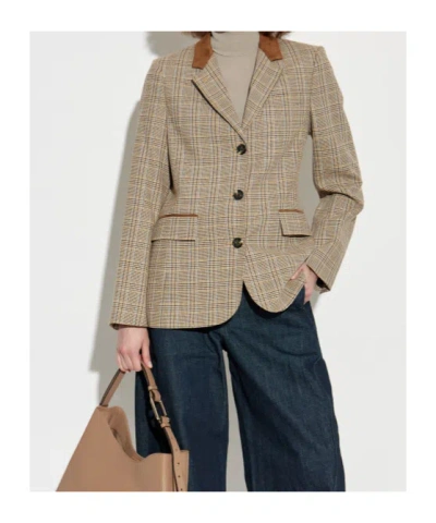 Rag & Bone Evia Houndstooth Plaid Blazer In Brown
