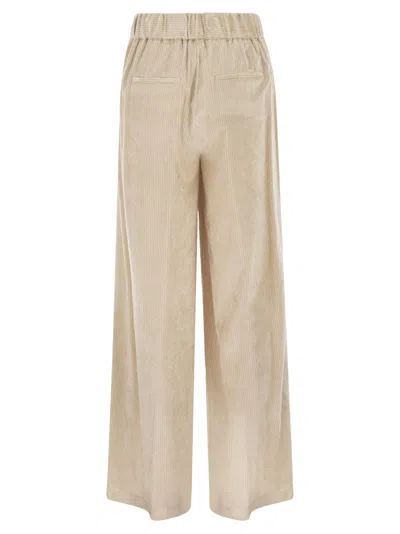 Peserico Corduroy Elasticated-waistband Trousers In Brown