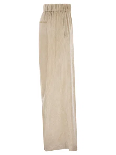 Peserico Corduroy Elasticated-waistband Trousers In Brown