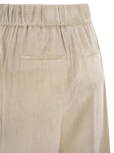 Peserico Corduroy Elasticated-waistband Trousers In Brown
