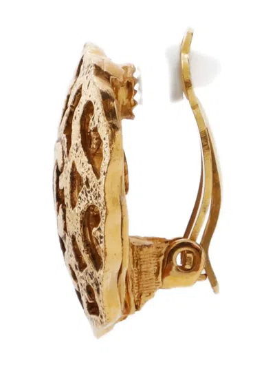 Pre-owned Chanel 1990s Cc Mark Clip-on Earrings In Gold