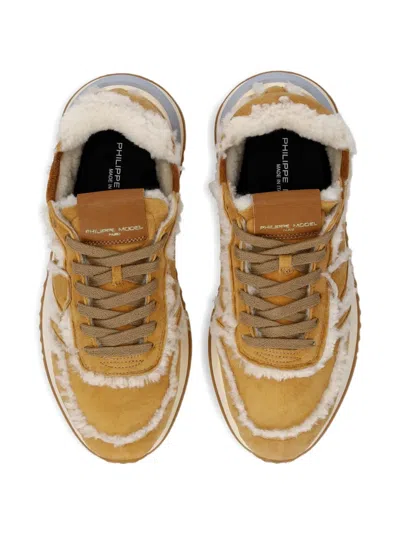 Philippe Model Tropez 2.1 Shearling-trim Running Sneakers In Brown