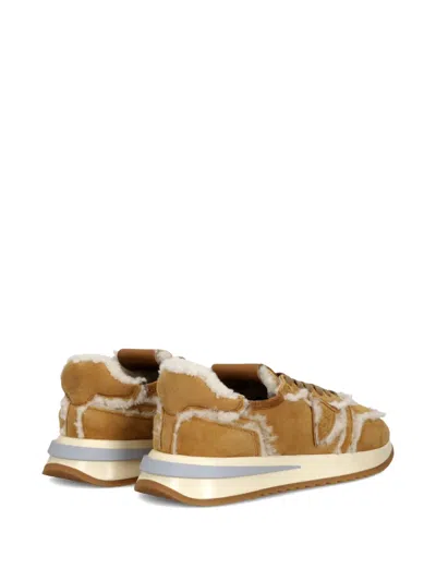 Philippe Model Tropez 2.1 Shearling-trim Running Sneakers In Brown