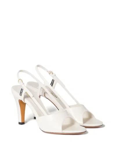 Miu Miu Ayers Slingback Sandals In White