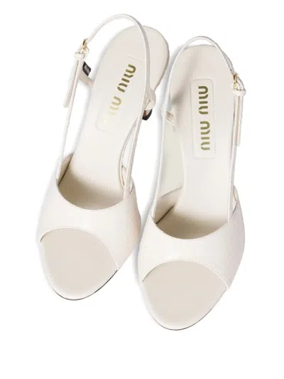 Miu Miu Ayers Slingback Sandals In White