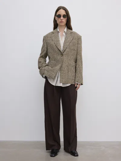 House Of Dagmar Houndstooth Blazer In Brown