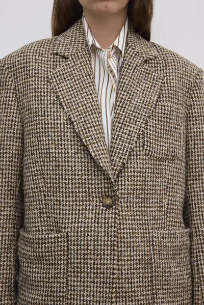 House Of Dagmar Houndstooth Blazer In Brown