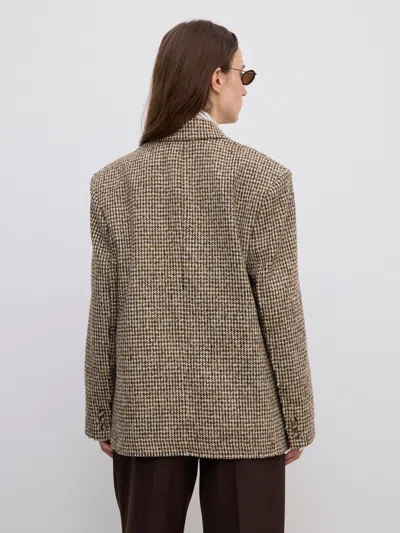 House Of Dagmar Houndstooth Blazer In Brown
