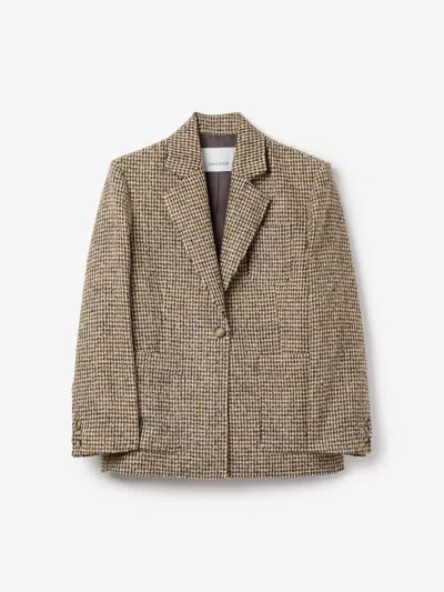 House Of Dagmar Houndstooth Blazer In Brown