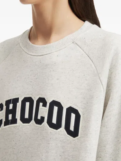 Chocoolate Raglan-sleeve Embroidered Sweatshirt In Gray