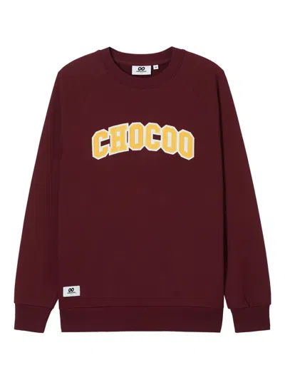 Chocoolate Raglan-sleeve Embroidered Sweatshirt In Burgundy