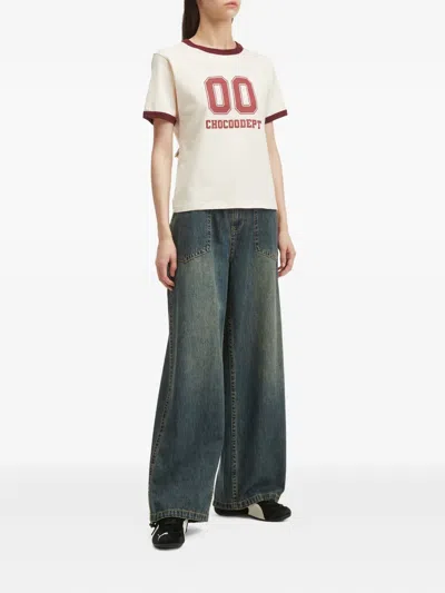 Chocoolate Ringer-neckline Graphic T-shirt In Neutral