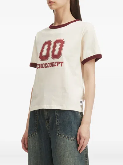 Chocoolate Ringer-neckline Graphic T-shirt In Neutral