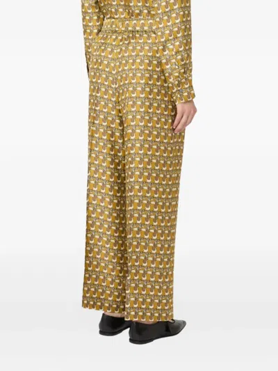 Max Mara Print Belted Trousers In Yellow