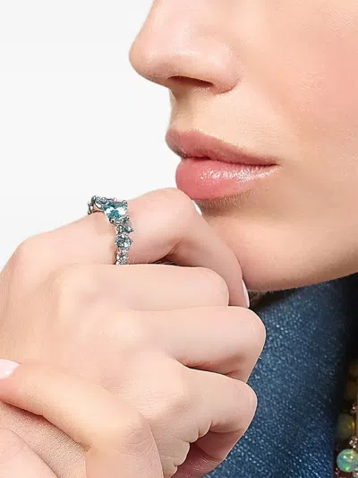 Anabela Chan Nova Starburst Aquamarine Ring In Metallic