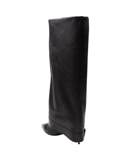 Balmain Anthem Black Slip-on Boots With Decorative Metal Buckle In Leather Woman In Black