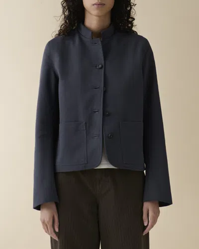 Jeanerica Peplum Cotton-blend Waxed Jacket In Blue