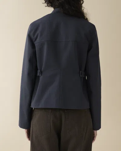 Jeanerica Peplum Cotton-blend Waxed Jacket In Blue