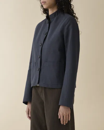 Jeanerica Peplum Cotton-blend Waxed Jacket In Blue