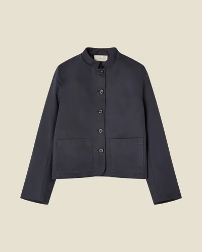 Jeanerica Peplum Cotton-blend Waxed Jacket In Blue