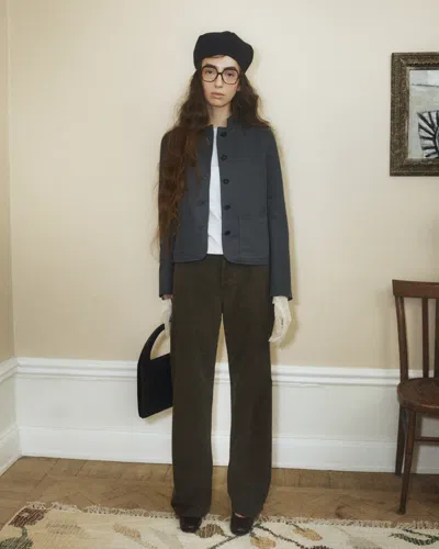 Jeanerica Peplum Cotton-blend Waxed Jacket In Blue