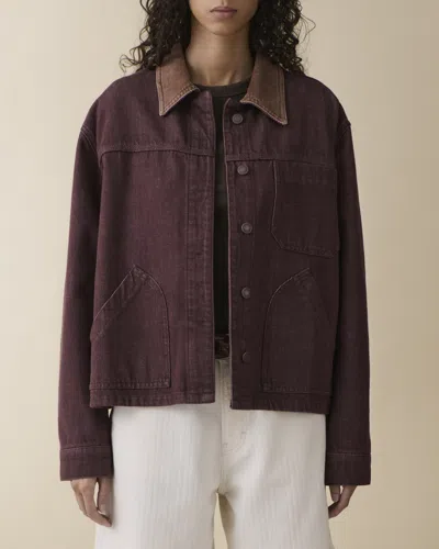 Jeanerica Nua Long Sleeve Denim Jacket In Burgundy Rinse In Brown