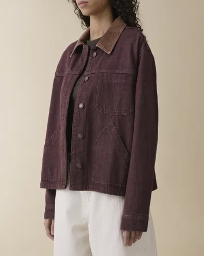 Jeanerica Nua Long Sleeve Denim Jacket In Burgundy Rinse In Brown
