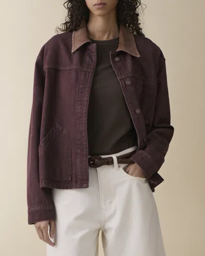 Jeanerica Nua Long Sleeve Denim Jacket In Burgundy Rinse In Brown
