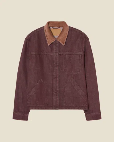 Jeanerica Nua Long Sleeve Denim Jacket In Burgundy Rinse In Brown