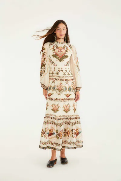 Farm Rio Majestic Hearts Tiered Floral-print Georgette Maxi Dress In Multi