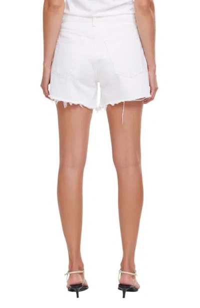 Agolde Parker Long Denim Short In Panna Cotta In White