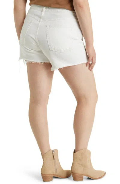 Agolde Parker Long Denim Short In Panna Cotta In White