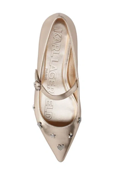 Karl Lagerfeld Women's Veyda Mary Jane Pointed Toe Flats In Gold