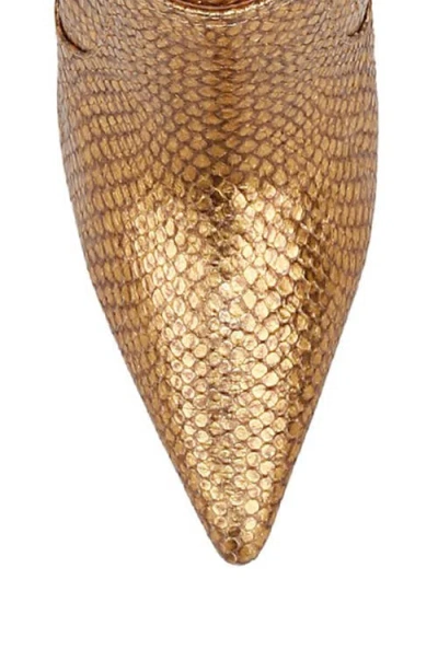 Sam Edelman Elia Pointed Toe Knee High Boot Gold Snake Embossed Leather In Gold