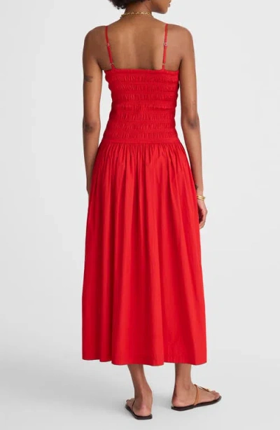 Madewell Smocked Cotton Poplin Maxi Dress In Red