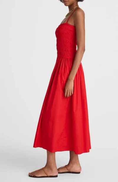 Madewell Smocked Cotton Poplin Maxi Dress In Red