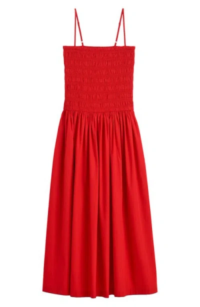 Madewell Smocked Cotton Poplin Maxi Dress In Red
